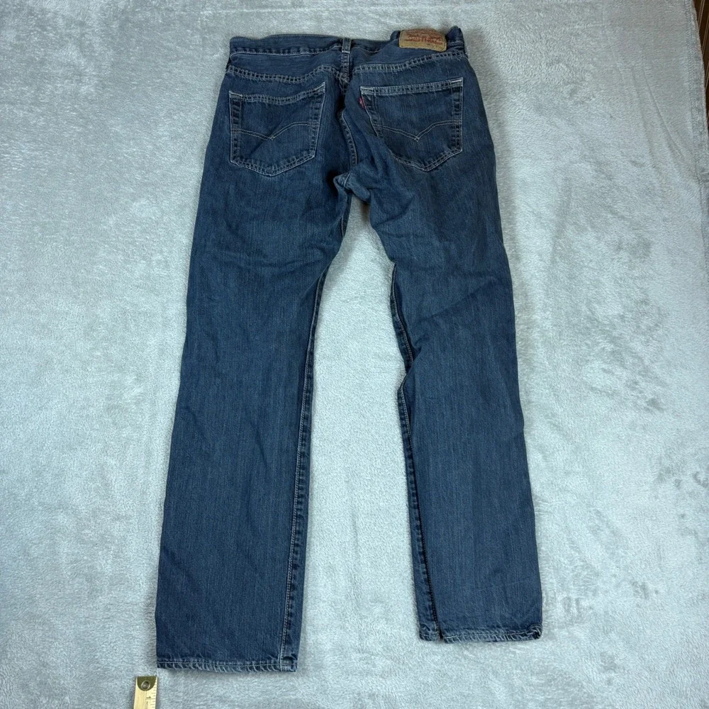 Levi's Jeans Men 34x30‎ (Fits 32x29) 501 Original Straight Blue Whiskered Faded
